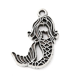 Античное Серебро Сплавочные подвески тибетского стиля, русалка, античное серебро, 23x16.5x1.5 мм, отверстие : 1.5 мм, Около 403 шт / 500 г