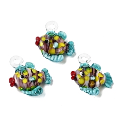 Кадет Синий Подвески лэмпворк ручной работы, тропические рыбки-талисманы, кадетский синий, 24~30x25~27x8~10 мм, отверстие : 3~4 мм