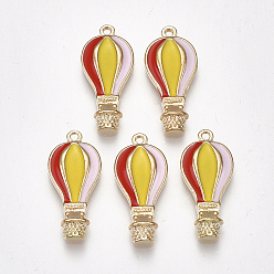 Colorful Alloy Pendants, with Enamel, Hot Air Balloon, Light Gold, Colorful, 21.5x10x3mm, Hole: 1.2mm
