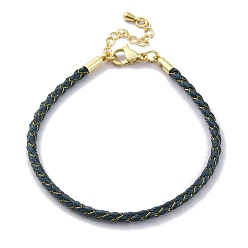 Темно-Серый Изготовление плетеных браслетов из полиэфирного шнура, с карабинами-карабинами из нержавеющей стали, латунная фурнитура, долговечный, темно-серый, 7-3/8 дюйм (18.8 см)