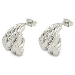 Нержавеющая Сталь Цвет Не тускнеющие 304 серьги-гвоздики из нержавеющей стали для женщин, U-образный, цвет нержавеющей стали, 19x12 мм