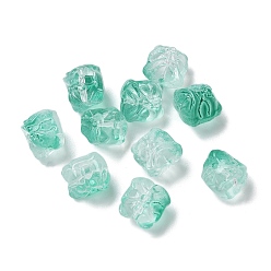 Морско-зеленый Выпечка расписные прозрачные стеклянные бусины, градиент цвета, лев, цвета морской волны, 11.5x11x9.5 мм, отверстие : 1.2 мм