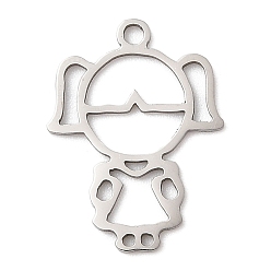 Нержавеющая Сталь Цвет 201 подвески из нержавеющей стали, очарование девушки, лазерная резка, цвет нержавеющей стали, 18x14x1 мм, отверстие : 1.5 мм