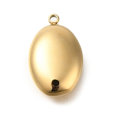 Настоящее золото 18K Ионное покрытие (ip) 304 подвески из нержавеющей стали, ручная полировка, овальный шарм, реальный 18 k позолоченный, 18x11.5x6 мм, отверстие : 1.4 мм