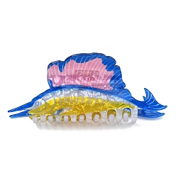 Синий Пластиковые заколки-крабики из ПВХ для женщин и девочек, рыба, синие, 51.5x129x53 мм