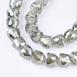 Темный Морско-зеленый Гальваническим стеклянные бусины, граненые, колокол, темно-зеленый, 10.5~11x9 мм, отверстие : 1 мм