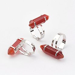 Красный Агат Природные сердолик кольца палец, с обнаружением железного кольца, платина, пуля, Размер 8, 18 мм