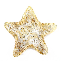 Yellow Quartz Starfish Shape Resin with Natural Yellow Quartz Chips Inside Jewelry Display Plate, Cosmetics Organizer Storage Tray, 130x130x20mm