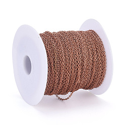Red Copper Brass Cable Chains, Unwelded, with Spool, Oval, Cadmium Free & Nickel Free & Lead Free, Red Copper, 4x3x0.6mm, about 301.83 Feet(92m)/roll
