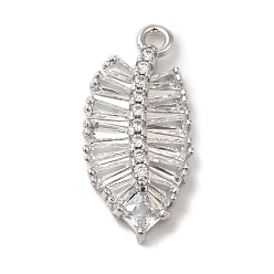 Платина Латунные микро проложить кубического циркония подвески, долговечный, без кадмия и без свинца, лист, платина, 20.5x10x3.5 мм, отверстие : 1.6 мм