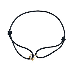 Noir Bracelets réglables en cordon de nylon tressé, Bague en laiton doré, bijou pour femme, noir, 11.02 pouce (28 cm)