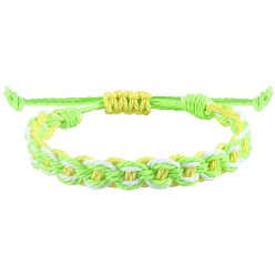Лайм Регулируемые браслеты из плетеного воскового шнура для мужчин и женщин, желто-зеленые, периметр: 6-1/4~11-3/4 дюйм (16~30 см)