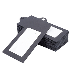 Черный Складная творческая коробка крафт-бумаги, свадебные подарочные коробки, ящик для подарков, бумажная подарочная коробка, с прозрачным окном и видеокартой, прямоугольные, чёрные, 15.5x6.7 см