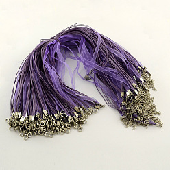 Orchidéeée Moyen Multi-brins cordon de collier pour la fabrication de bijoux, avec 3 boucles en corde cirée, ruban d'organza, alliage de zinc fermoirs pince de homard et des chaînes de fer, moyen orchidée, 17.7 pouce