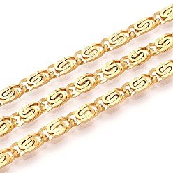 Настоящее золото 18K 304 из нержавеющей стали lumachina цепи, пайки, с катушкой, ионное покрытие (ip), реальный 18 k позолоченный, 10x4.5x2 мм, около 32.81 футов (10 м) / рулон