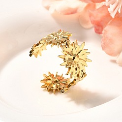 Золотой Цветок 201 открытая манжета из нержавеющей стали для женщин, золотые, 12~15 мм, регулируемый