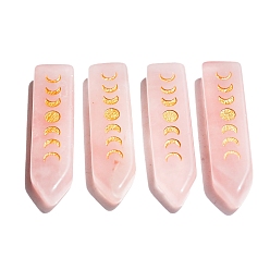 Розовый Кварц Резные фигурки из натурального розового кварца с фазами луны, шестиугольные фигурки стрел для украшения домашнего рабочего стола, 48~52 мм