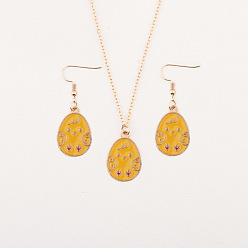 Бледно-Золотистый Комплект из подвески и сережек-подвесок из эмалированного сплава в виде пасхального яйца, бледно золотарник, 18.11 дюйм (460 мм)