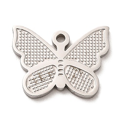 Stainless Steel Color 304 Stainless Steel Pendants, Butterfly Charm, Stainless Steel Color, 11.5x15x1mm, Hole: 1.2mm