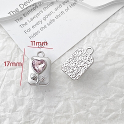 Сердце Подвески из прозрачного стекла, подвески из платинового сплава, сердце, 17x11 мм