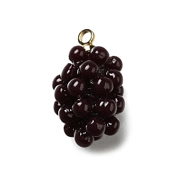 Индиго Подвески из акрила из виноградной латуни, без свинца и без кадмия, стойки покрытие, долговечный, золотые, индиговые, 18x10.5x10 мм, отверстие : 1.6 мм