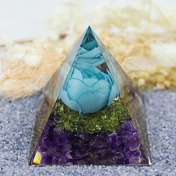 Темно-Голубой Генераторы энергии смолы оргонитовой пирамиды, чипсы из драгоценных камней внутри для украшения стола домашнего офиса, глубокое синее небо, 50 мм