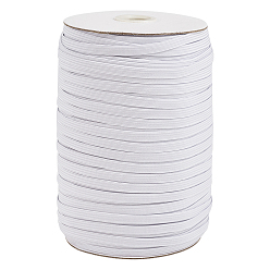 White 1/8 inch Flat Braided Elastic Rope Cord, Heavy Stretch Knit Elastic with Spool, White, 3mm, about 180~200yards/roll(540~600 feet/roll)