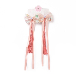 Легкий Лосось Заколка для волос из кожи аллигатора с бантом, с кисточками случайного цвета, аксессуары для волос hanfu для девочек-подростков, подарки, светлый померанцевый, 213~220x57~60x15~16 мм, 2 шт / карта