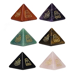 Смешанные камни 6шт. натуральный обсидиан, красная яшма, аметист, тигровый глаз, розовый кварц и зеленый авантюрин, оргонит, украшения для пирамиды, с символом, фигурка для украшения дома, энергетический камень рейки для исцеления, 29.5x29.5x24 мм