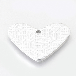 Серебро Экологичные алюминиевые подвески, подвески для лазерной резки, сердце, серебряные, 24.5x35x2~2.5 мм, отверстие : 2 мм