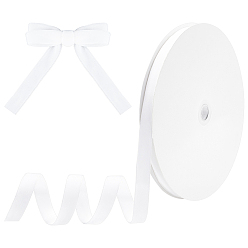 White Chinlon Ribbon, Single Face, Flocky, Flat, White, 15~17mm, 25 yards/roll