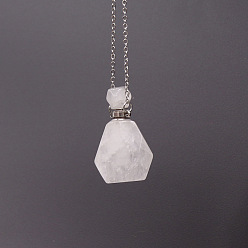 Хрусталь Ожерелье с флаконом духов из натурального кварца, с цепями из нержавеющей стали, 17.72 дюйм (45 см)