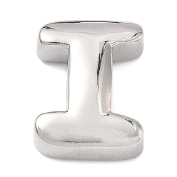 Letter I Латунные бусины с инициалами, платина, долговечный, стойки покрытие, без свинца и без кадмия, Буква "i", 20.5x16x7 мм, отверстие : 8.5x4 мм