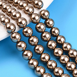 Верблюжий Выпечка из окрашенного перламутрового стекла жемчужные бусинки, круглые, верблюжие, 8 мм, отверстие : 0.8 мм, около 51~52 шт / нитка, 15.75~15.94 дюйм (40~40.5 см)