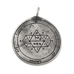 Античное Серебро 304 подвески из нержавеющей стали, с целью перехода в кольце, плоский круглый с ключом Соломона, античное серебро, 45x42.5x2.5 мм, отверстие : 8 мм