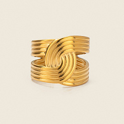 Настоящее золото 18K Регулируемые 304 открытые манжеты из нержавеющей стали для женщин, реальный 18 k позолоченный, 17 мм, внутренний диаметр: 17 мм