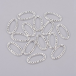 Antique Silver Alloy Oval Linking Rings, Tibetan Style,  Cadmium Free & Nickel Free & Lead Free, Antique Silver, 23x13x1mm, about 1045pcs/1000g