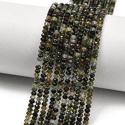 Турмалин Бусы из натурального зеленого турмалина, граненые, рондель, 3x2 мм, отверстие : 0.6 мм, около 184~185 шт / нитка, 14.76~14.96'' (37.5~38 см)