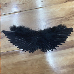 Черный Мини-кукла с перьями ангела и крыльями, с полиэфирной веревкой, Для изготовления кукол своими руками, реквизит для фотосъемки, украшения, аксессуары, чёрные, 90x210 мм