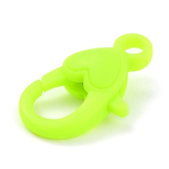 Green Yellow Plastic Lobster Claw Clasps, Heart, Green Yellow, 22.5x13x6.5mm, Hole: 3mm