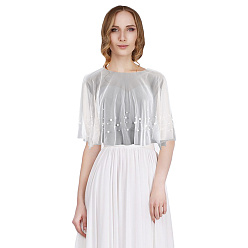 Белый 1тканьевые шали, с имитацией жемчуга, свадебные аксессуары для невесты, белые, 1190x0.1~11 мм