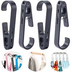 Черный 4шт. пластиковые зажимы для одежды, прищепки с крючками, чёрные, 134x42x18 мм