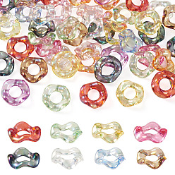 Mixed Color Plated UV Transparent Acrylic Beads, Flower, Mixed Color, 16x3mm, Hole: 6.5mm