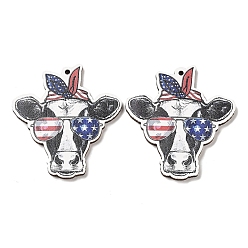 (461) Высокий Металлик Виноград Большие кулоны из дерева, крупный рогатый скот, 52.5x48x2.5 мм, отверстие : 2.2 мм