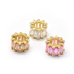 (52) Непрозрачная лаванда Кубического циркония Европейский бисером, бусины с большим отверстием, с латунной фурнитурой , колонка, реальный 18 k позолоченный, разноцветные, 10.5x6.5 мм, отверстие : 5.5 мм