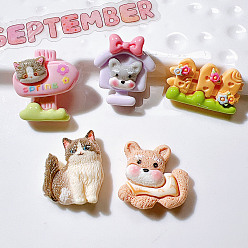 (52) Непрозрачная лаванда Непрозрачная смола декодирует кабошоны, форма кошки, собака и поручень, разноцветные, 15~23x19.5~24.5x6.5~8 мм