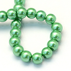 Medium Sea Green Baking Painted Pearlized Glass Pearl Round Bead Strands, Medium Sea Green, 10~11mm, Hole: 1.5mm, about 80~85pcs/strand, 31.4 inch1.5mm