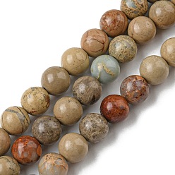 Aqua Terra Jasper Natural Aqua Terra Jasper Strands, Impression Jasper, Round, 4x4mm, Hole: 1mm, about 91pcs/strand, 15 inch(38cm)