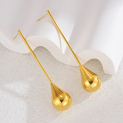 Золотой 304 серьги-гвоздики-капли из нержавеющей стали, золотые, 75x16 мм
