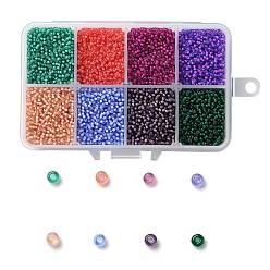 Mixed Color FGB 200G 8 Colors 12/0 Grade A Round Glass Seed Beads, Transparent Inside Colours, Mixed Color, 2x1.5mm, Hole: 0.7mm, 25g/color, about 21500pcs/box